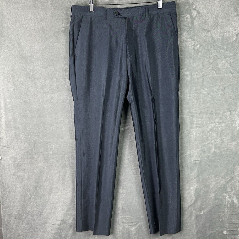 John Varvatos USA Gray Flat Front‎ Polyester Rayon Dress Pants Size 34 (32X31)